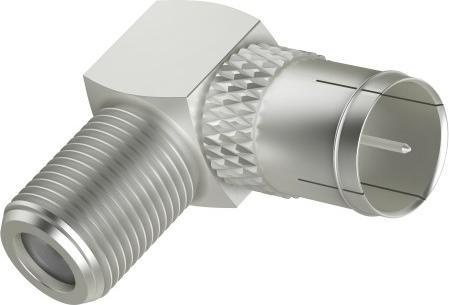 Produktbild Hama SAT-Adapter, Push-On-F-Stecker - F-Kupplung, 90° (Antennenkabel)