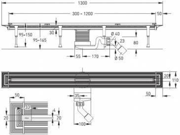 Immagine prodotto Viega Grondaia per doccia ADVANTIX VARIO 30-120 cm con griglia (1200 mm)
