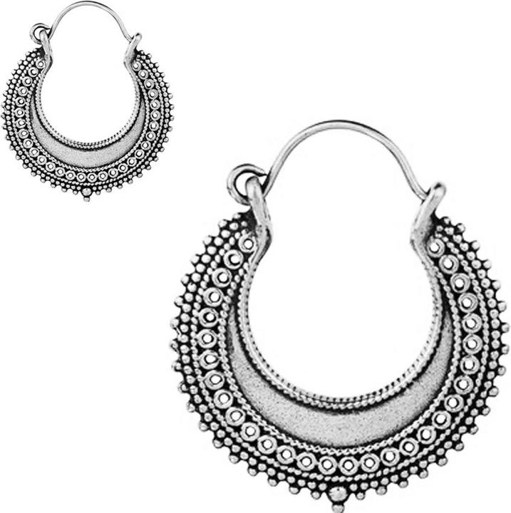Actual product image Star Piercing Earring silver Creole antique (Brass, Titanium G23without brass)