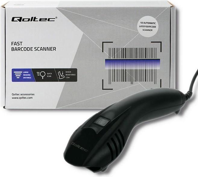Image du produit Qoltec 50861 Wired Laser Barcode Scanner 1D (Codes à barres 1D)