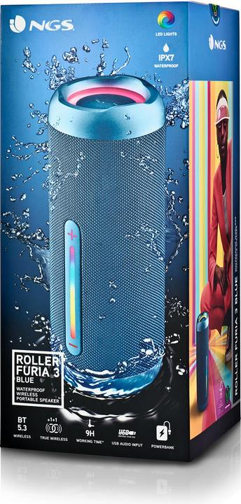 Immagine prodotto NGS Enceinte Nomade Bluetooth Roller Furia 3 (Bleu) (9 h, Batteria ricaricabile)