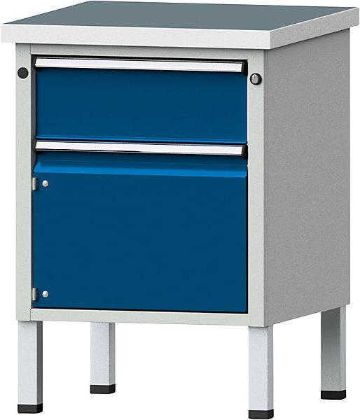 Anke Compact workbench, WxD 605 x 650 mm, 1 drawer, 1 cupboard, stationary, universal (60.50 cm, 65 cm)