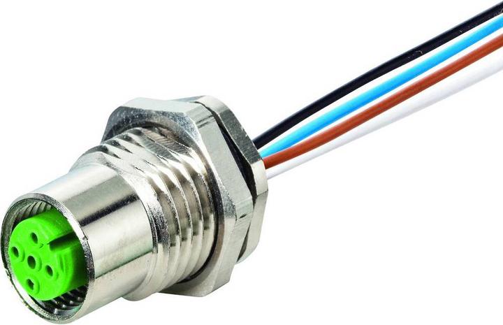 Actual product image Murr Elektronik M12 flange socket A-cod. Rear wall mounting PP stranded wire 12x0.14 1.0m