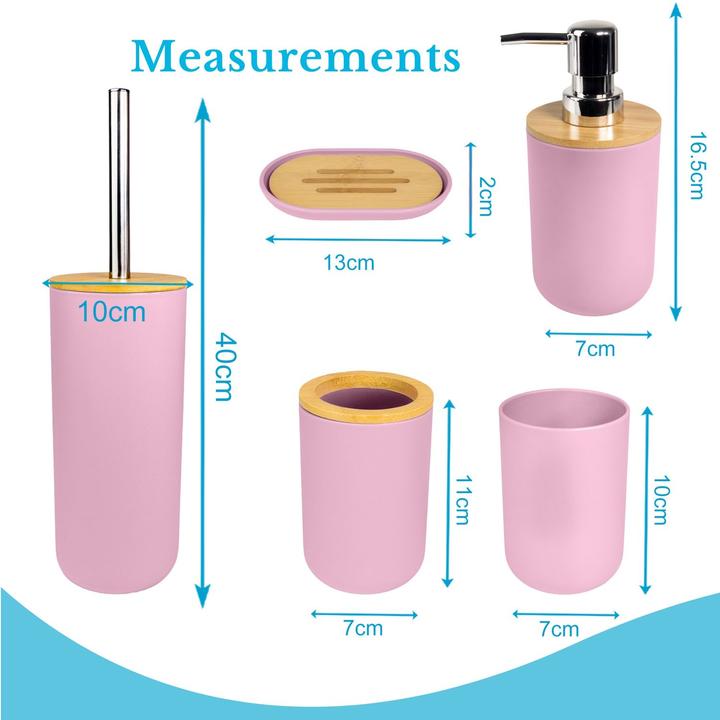 Image du produit Intirilife Badezimmer Zubehör Set inkl. Zahnputzbecher Seifenschale Seifenspender Toilettenbürste