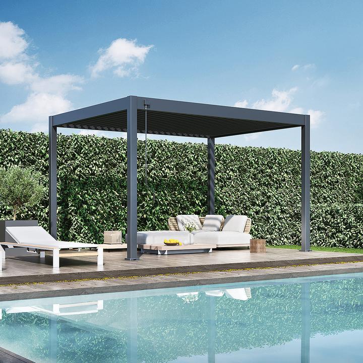 Produktbild Weide Classic | Aluminium Pavillon | 3 x 4 M | Lamellendach anthrazit | Pergola freistehend (300 cm, 225 cm)