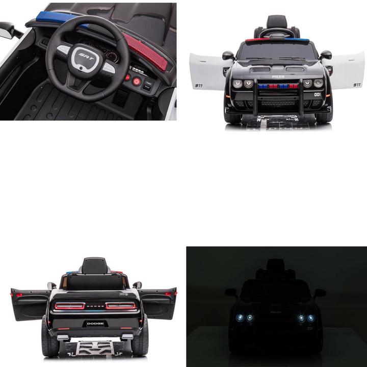 Image du produit Es-toys Véhicule pour enfants - Voiture électrique "Dodge Challenger Police" sous licence - batterie (12 V)