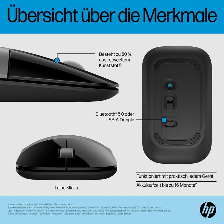 Immagine prodotto HP Mouse senza fili Z3700 Dual Silver EURO (P) (Senza fili)