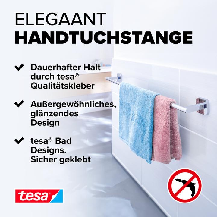 Actual product image tesa ELEGAANT towel rail simple incl. adhesive solution without drilling