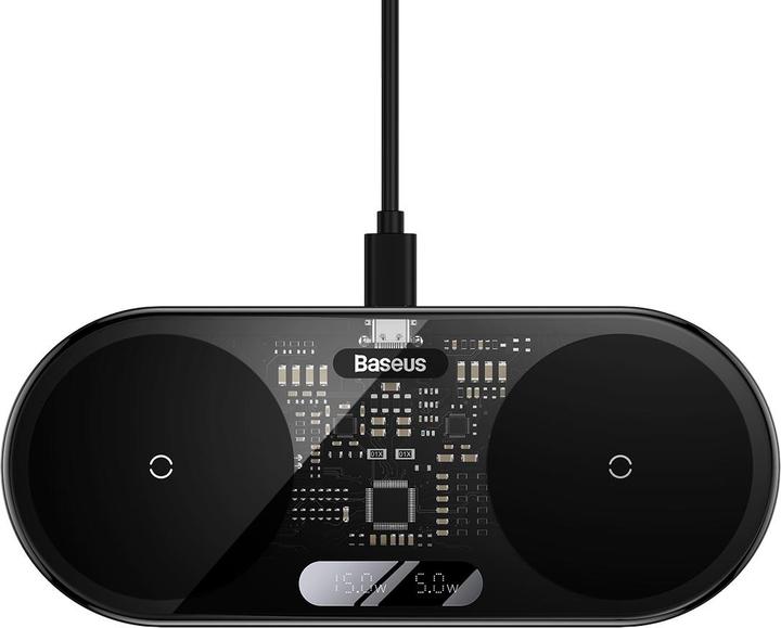 Actual product image Baseus Digital LED Display 2in1 Wireless Charger (20 W)