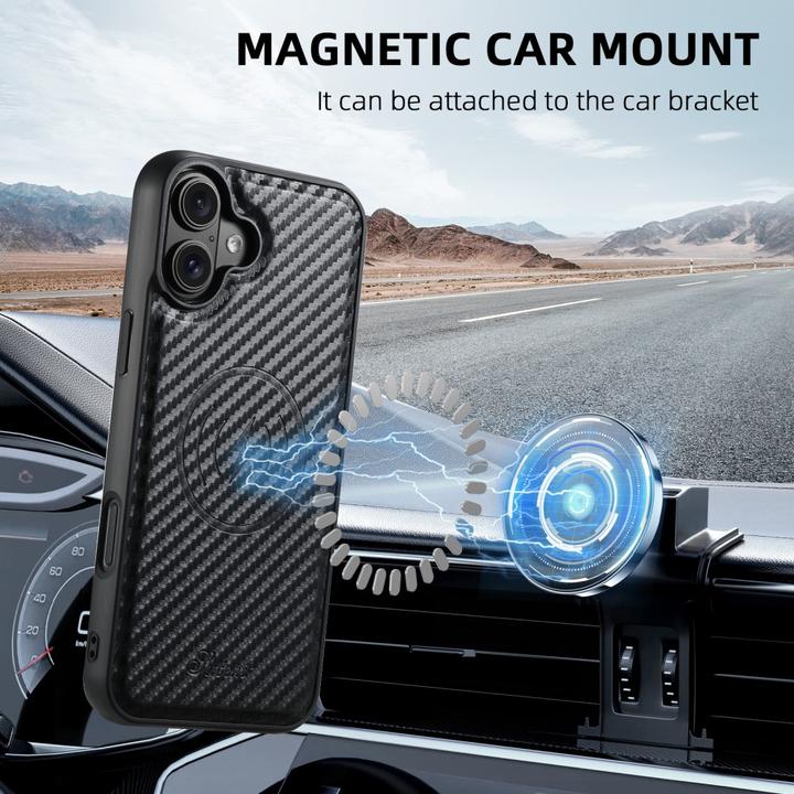 Immagine prodotto Ueli Express Copertina magnetica in carbon look con porta carte di credito staccabile (Apple iPhone 16)