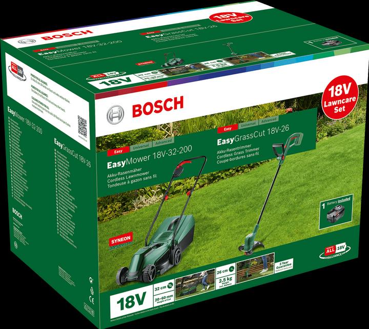 Image du produit Bosch Home & Garden EasyMower 18V-32-200 (1x4,0Ah) + EasyGrassCut 18V-26 (Baretool) (Fonctionnement sur batterie)