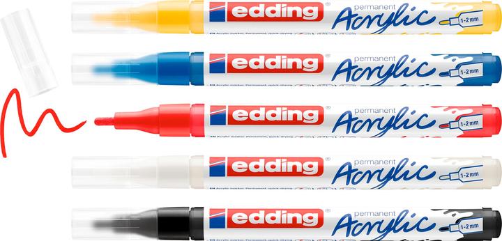 Image du produit Edding Acrylmarker (Jaune, Noir, Rouge, Bleu, Blanc, 2 mm, 5 x)