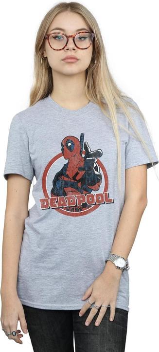 Actual product image Womens/Ladies Deadpool Gun Finger Cotton Boyfriend T-Shirt (S)