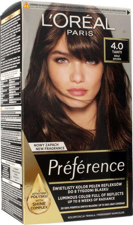 Actual product image L'Oréal Paris L'Oréal Preference Hair Dye 4.0 Tahiti Brown (4.0 Tahiti Brąz)