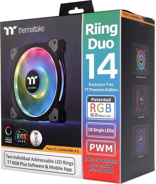 Produktbild Thermaltake Riing Duo 14 RGB LED-Lüfter - 140mm 3er Set (140 mm, 3 x)