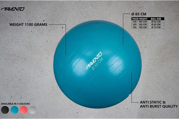Image du produit Avento gymnastic ball, black, 65cm in diameter (65 cm)