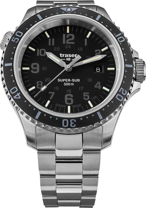 Immagine prodotto Traser H3 109376 P67 T25 SuperSub Set Nero 46 mm Orologio subacqueo 50ATM (Orologio sub, 46 mm)