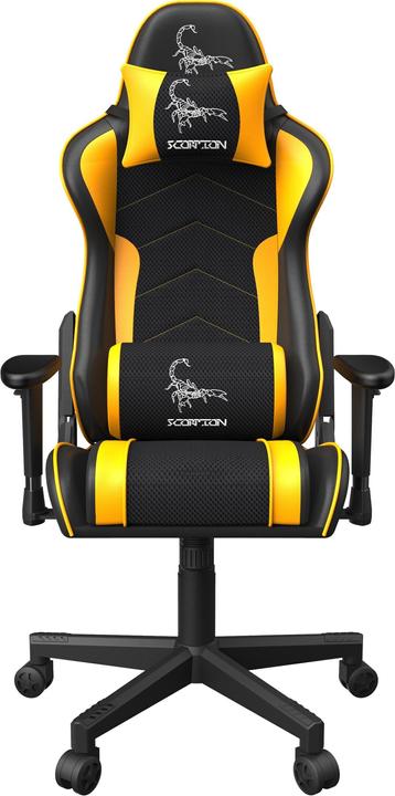 Produktbild Gembird Gaming chair SCORPION juodas mesh yellow skin