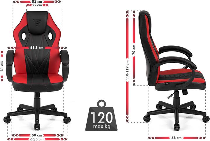 Image du produit Sense Chaise de jeu Sense7 Prism Gaming Chair, noir-rouge