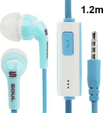 Immagine prodotto Hermex FLAT Cable Stereo Bass In Ear Headphones Microphone + Gold Plated AUX Plug + ON OFF - Blue (Cablato)