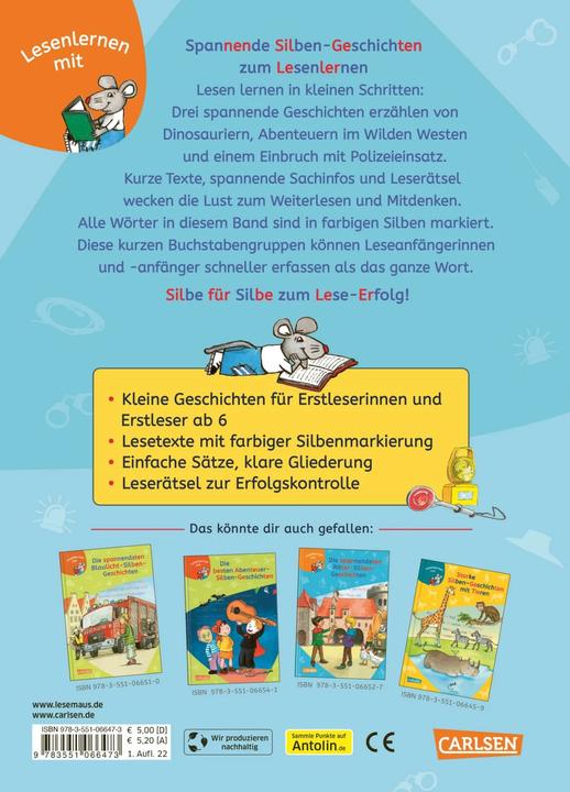 Produktbild LESEMAUS zum Lesenlernen Sammelbände: Spannende Silben-Geschichten zum Lesenlernen (Deutsch, Petra Wiese, Imke Rudel, Christa Holtei, 2022)