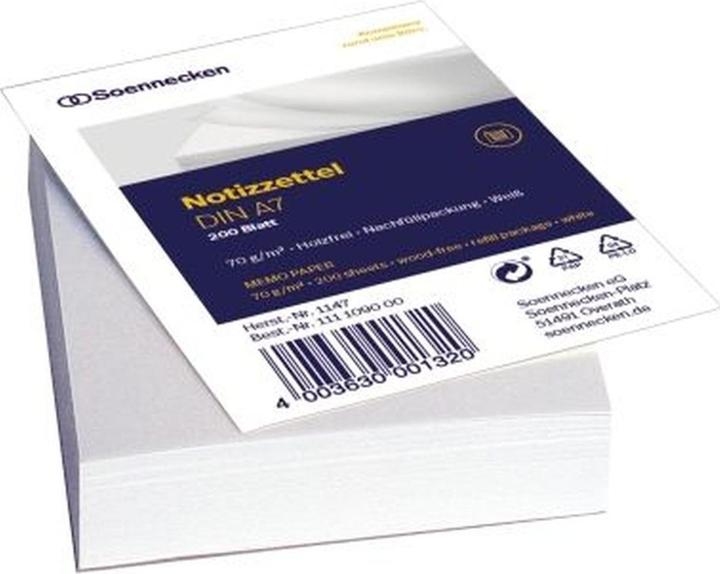Produktbild Soennecken Zettelboxeinlage Papierformat: DIN A7 Grammatur: 70 g/m² (70 g/m², A7)