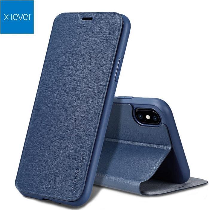 Image du produit X-Level iPhone 11 Pro Max - FIBColor Flip Etui, Kunstleder, 360° Rundumschutz, Dunkelblau (Apple iPhone 11 Pro Max)
