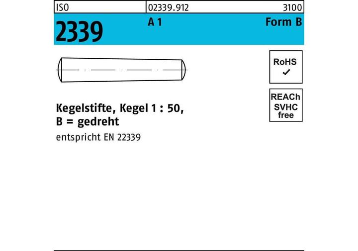 Productafbeelding Conische pen ISO 2339 gedraaid 6 x 26 A 1 Conische 1:50 ISO 2339