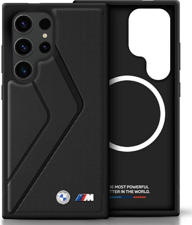 Produktbild BMW Leather Oversized Stripes MagSafe case for Samsung Galaxy S25 Ultra - black (Samsung Galaxy S25 Ultra)