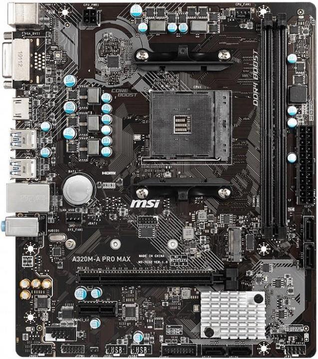 Produktbild MSI A320M-A PRO MAX motherboard (AM4, AMD A320, mATX)