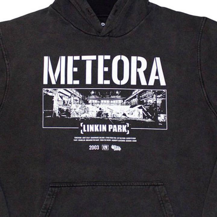 Actual product image Linkin Park Unisex Adult Meteora Wall Art Stone Wash Pull Over Hoodie (S)