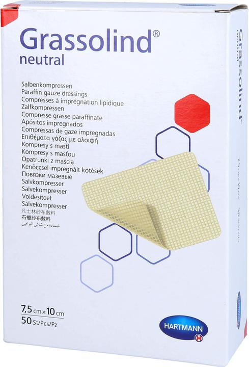 Actual product image Hartmann GRASSOLIND Ointment Compresses sterile 7,5X10CM, 50 pcs COM