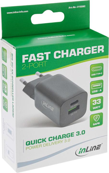 Produktbild InLine Power Delivery + Quick Charge USB Netzteil (33 W)