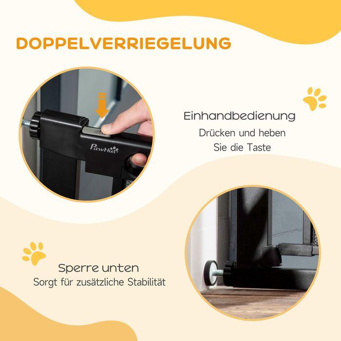 Image du produit Swisshandel24 Porte d'escalier pour animaux Porte pour chiens, réglable de 75 cm à 103 cm, noir