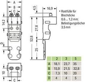 Actual product image Wago fastening adapter - for 2-wire connection clamps - series 221 - 4 mm² - with raster foot for