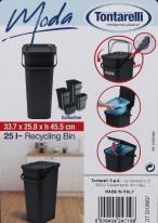 Image du produit Tontarelli moda poubelle avec anse 24l vert/noir (24 l)