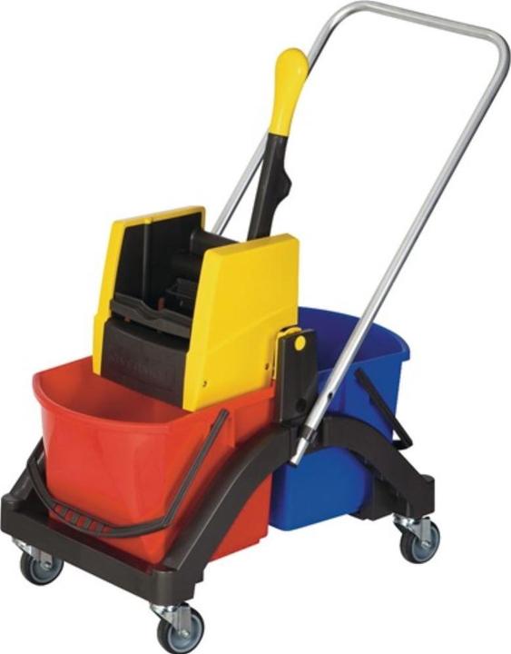 Actual product image Vermop Cleaning trolley set bucket 2x17l press/handle/holder/5 mops plastic (1 pcs.)