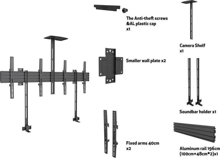Actual product image Multibrackets Dual mount 2 x 32"-65", black, VESA 100x (Wall, 65", 30 kg)