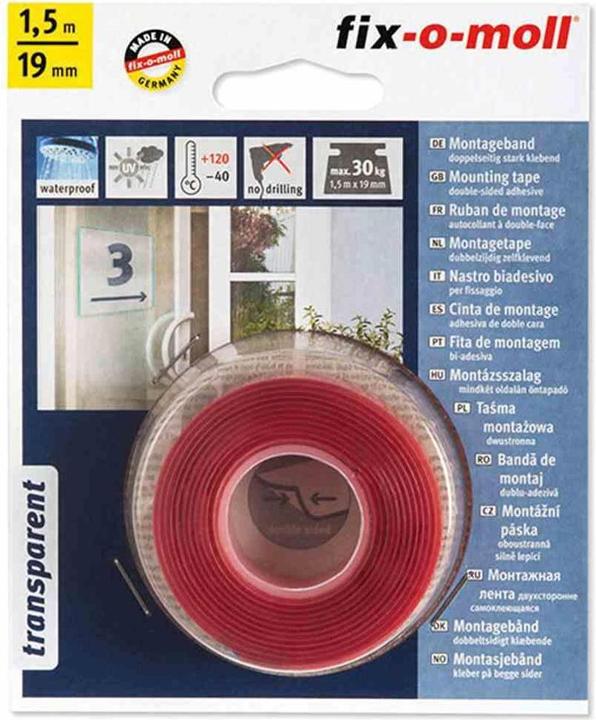 Immagine prodotto Fix-o-moll Ritterrath Power-Mount trasparente 50kg 150cm 19mm, 3563049 (19 mm)