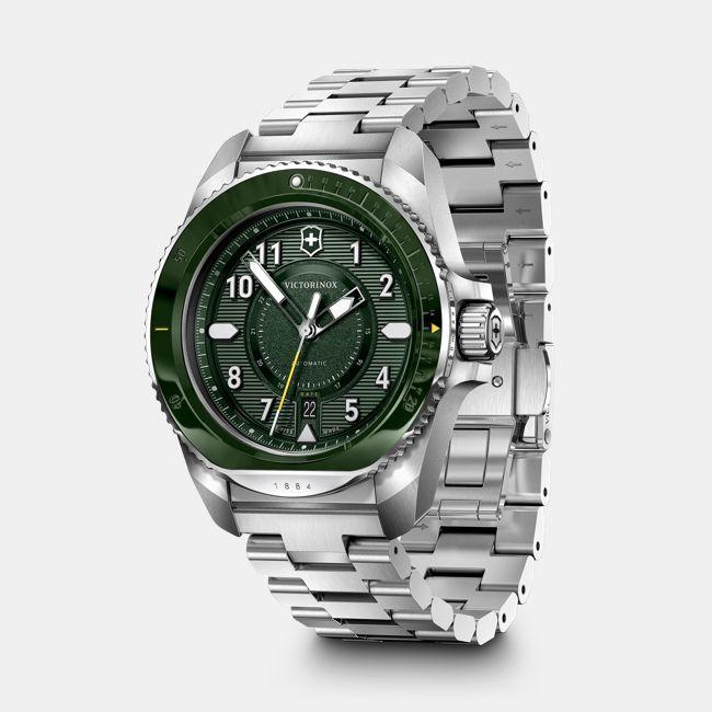 Image du produit Victorinox Journey 1884 Automatic Three hands Steel & Ceramic, montre mécanique, 43 mm, Cadran Vert, Bracelet A (43 mm)