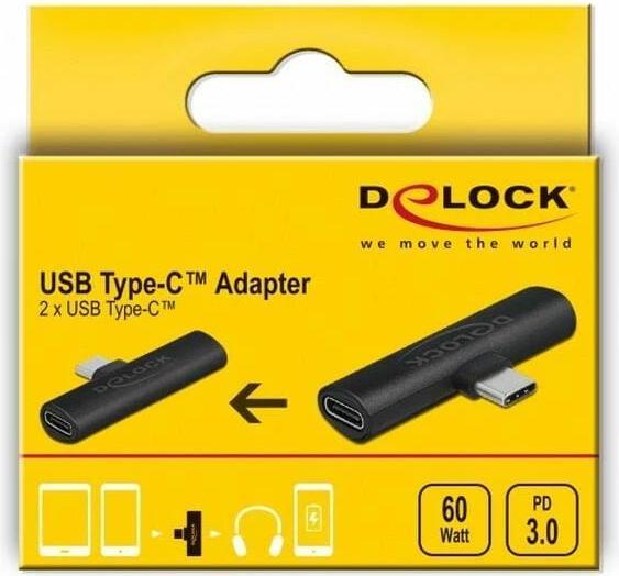 Produktbild Delock USB 2.0 Adapter Typ-C-Stecker zu 2x Typ-C-Buchse (USB Typ-C, 5 cm)