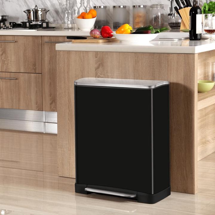 Actual product image EKO Tretmülleimer E-Cube 50 L Schwarz matt Edelstahl mit gedämpft schliessendem Deckel und Kunststof (50 l)
