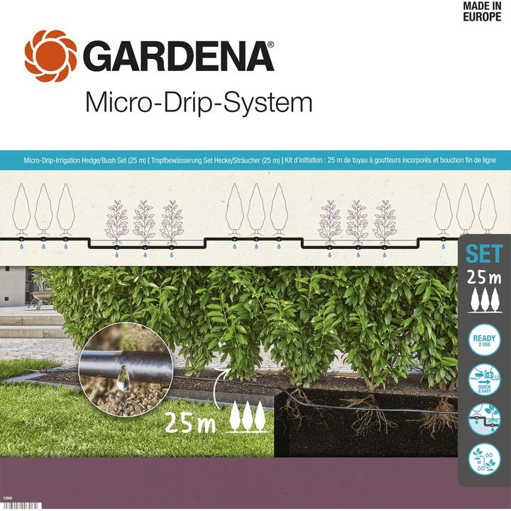 Produktbild Gardena Micro-Drip-System Set Hecke/Sträucher 25m (Tropfbewässerung Set)