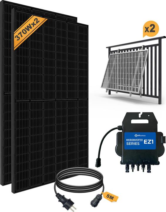 Produktbild Enjoy solar Balkon PV-Anlage - EZ1-M 600W (Halterung verstellbar) (740 W)