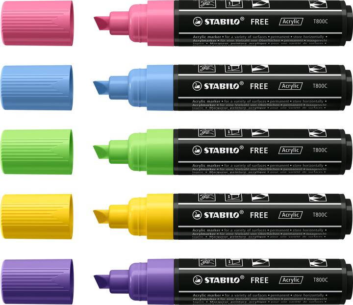Produktbild STABILO Seasi 5-Etui (Hellgrün, Lila, Rose, Gelb, Hellblau, 10 mm, 5 x)