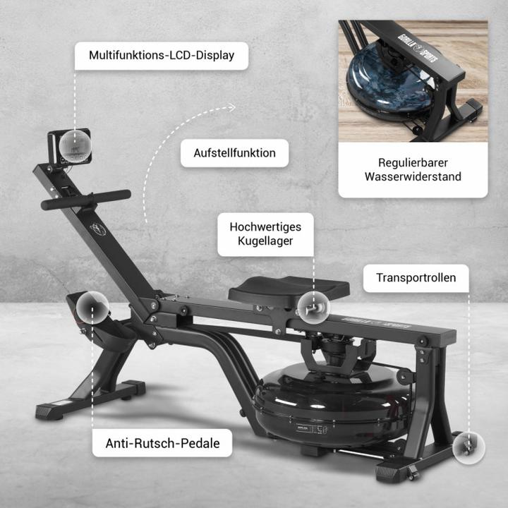 Image du produit Gorilla Sports Rameur aquatique avec ordinateur d'entraînement