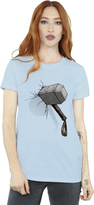 Actual product image Marvel Womens/Ladies Thor Hammer Crack Cotton Boyfriend T-Shirt (M)