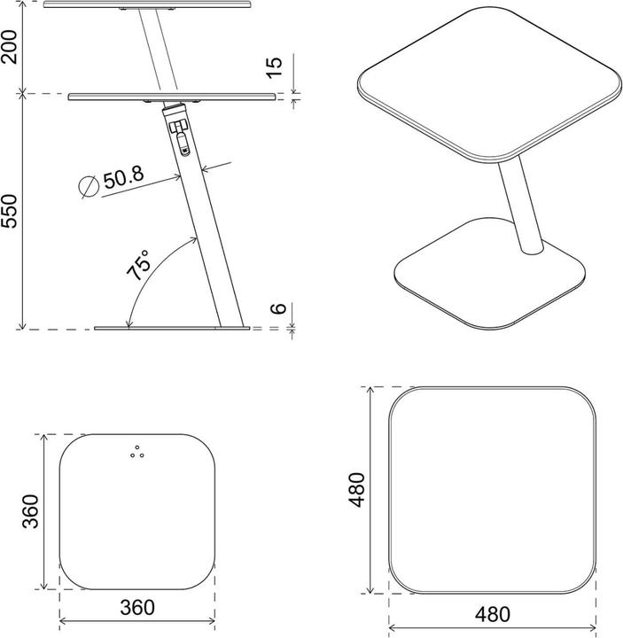 Nährwerte und Zutaten Dataflex Bento Laptoptisch 550-755mm höhenverstellbar (45.450), weiss
