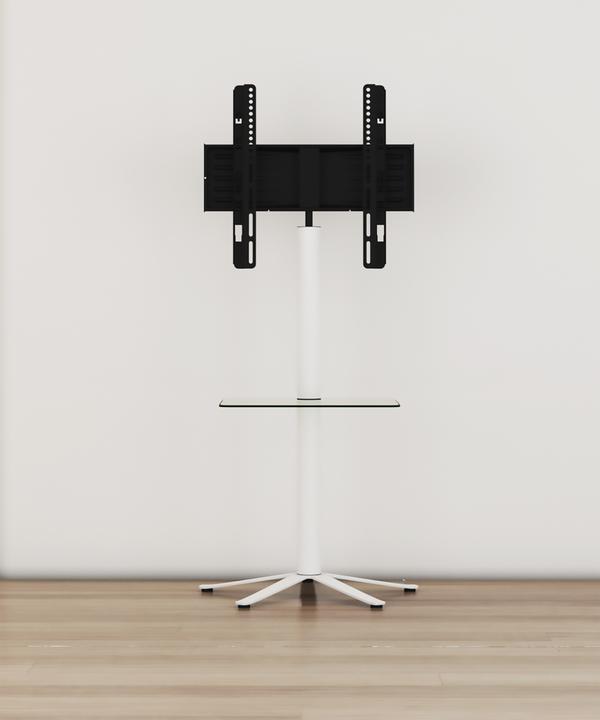 Image du produit VCM Pied TV Alu Xila avec étagère intermédiaire en verre (61 x 61 x 100 cm)