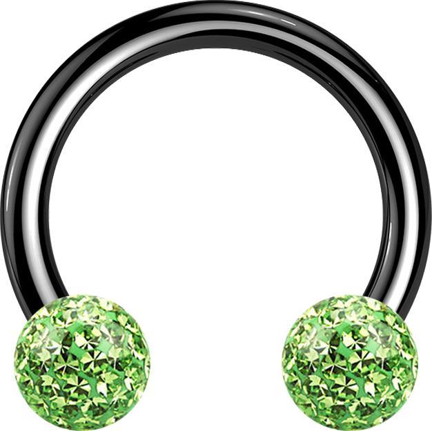 Immagine prodotto Star Piercing Campanile circolare nero con due sfere di cristallo verde chiaro strato protettivo epossidico (senza ottone, Titanio G23)